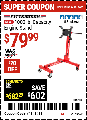 PITTSBURGH: 1000 lb. Capacity Engine Stand