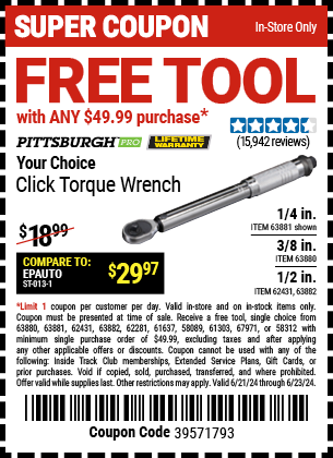 FREE TOOL with ANY $49.99 Purchase!