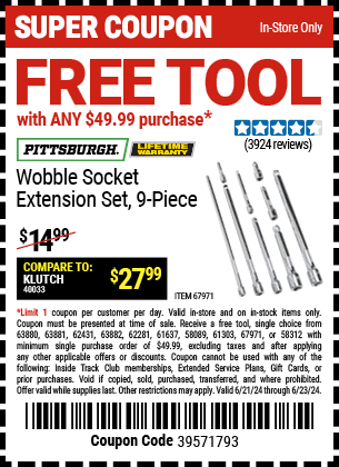 FREE TOOL with ANY $49.99 Purchase!
