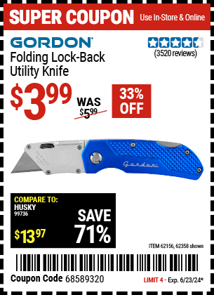 GORDON: Folding Lock-Back Utility Knife