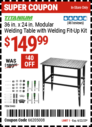TITANIUM 36 in. x 24 in. Modular Welding Table with Welding Fit-Up Kit