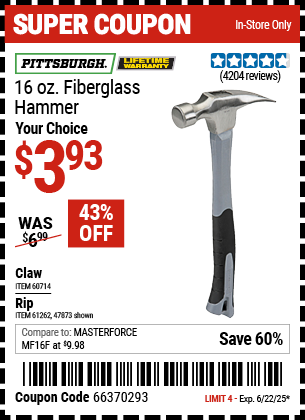 PITTSBURGH 16 oz. Fiberglass Rip Hammer