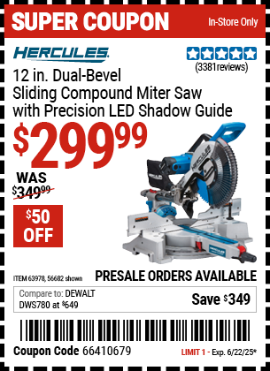 HERCULES 12 in. Dual-Bevel Sliding Compound Miter Saw with Precision LED Shadow Guide