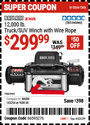 BADLAND ZXR 12,000 lb. Truck/SUV Winch with Wire Rope