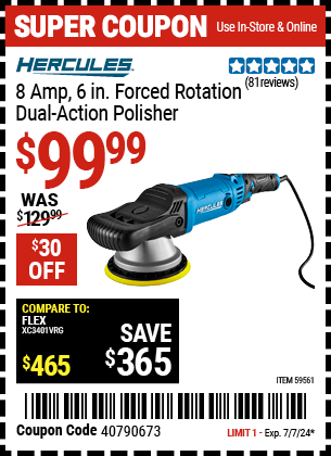 HERCULES: 8 Amp 6 in. Forced Rotation Dual-Action Polisher