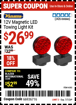KENWAY: 12V Magnetic LED Towing Light Kit