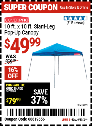 COVERPRO: 10 ft. x 10 ft. Slant Leg Pop-Up Canopy