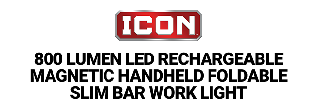 ICON 800 Lumen LED Rechargeable Magnetic Handheld Foldable Slim Bar Work Light
