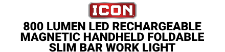 ICON 800 Lumen LED Rechargeable Magnetic Handheld Foldable Slim Bar Work Light - mobile