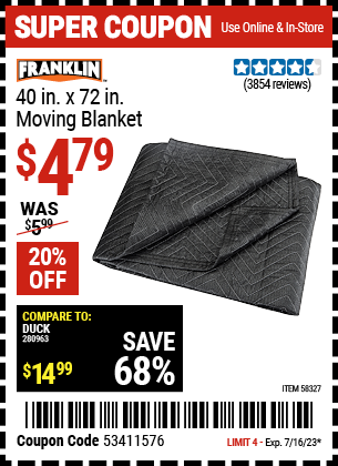 FRANKLIN: 40 in. x 72 in. Moving Blanket