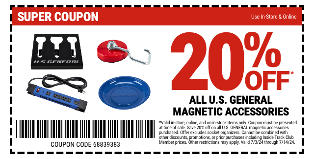 20% OFF ALL U.S. GENERAL MAGNETIC ACCESSORIES