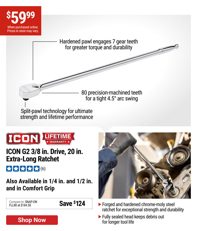 ICON G2 3/8 in. Drive, 20 in. Extra-Long Ratchet