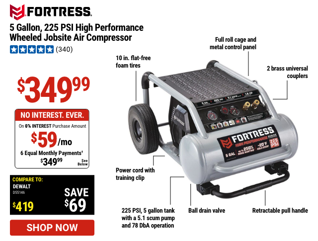 Fortress 5 gallon air deals compressor coupon