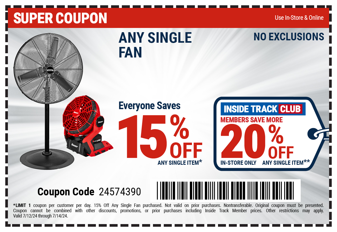 Save 15% off any single fan