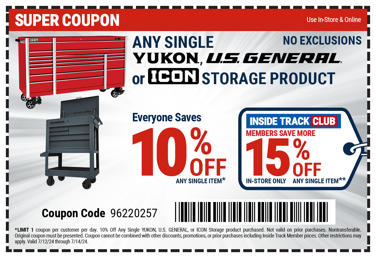 Save 10% off any single YUKON, U.S. GENERAL or ICON storage product