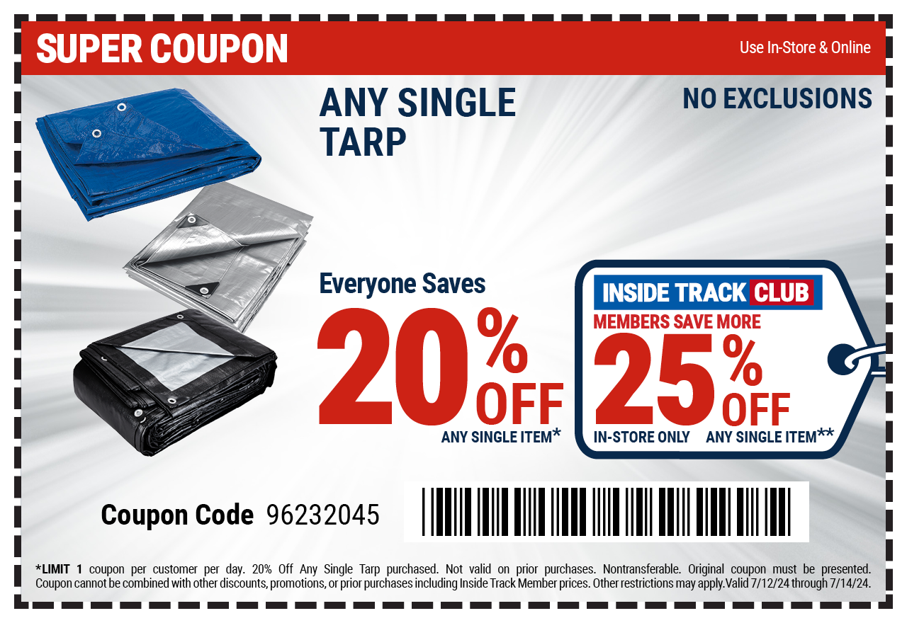 Save 20% off any single tarp