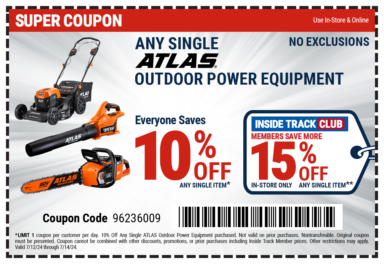 Save 10% off any single ATLAS outdoor power equipment