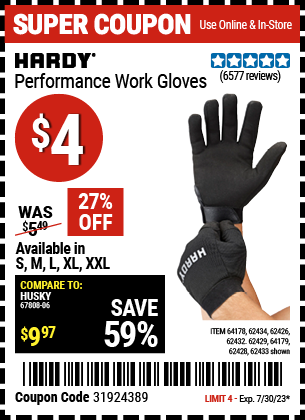 HARDY: Performance Work Gloves, Large