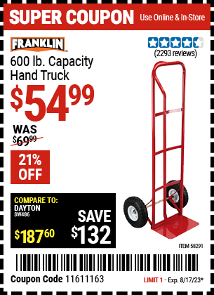FRANKLIN: 600 lb. Capacity Hand Truck