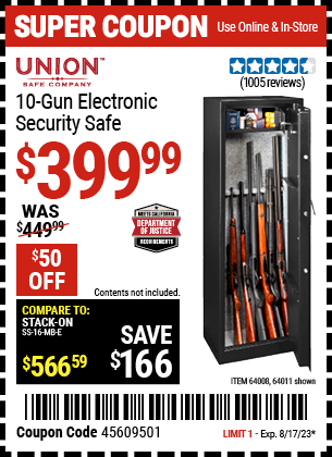 UNION SAFE COMPANY: 10 Gun Electronic Security Safe
