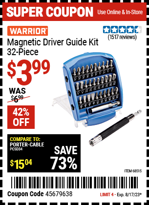 WARRIOR: Magnetic Driver Guide Kit, 32 Piece