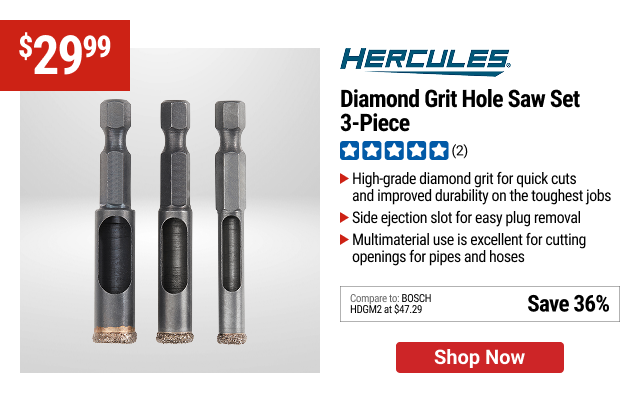 HERCULES Diamond Grit Hole Saw Set, 3-Piece