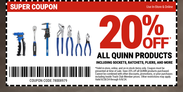 20% Off All QUINN Products