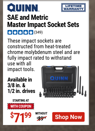 QUINN SAE and Metric Master Impact Socket Set, 61 Piece