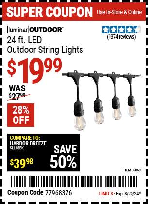LUMINAR OUTDOOR: 24 ft. LED Outdoor String Lights