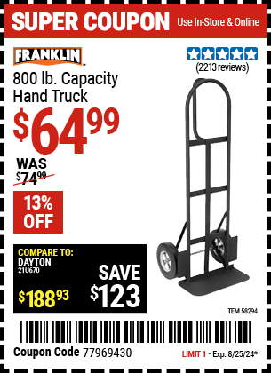 FRANKLIN: 800 lb. Capacity Hand Truck