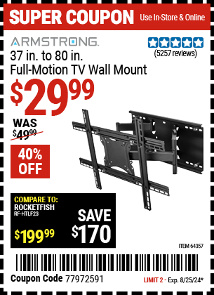 ARMSTRONG: 37 in. to 80 in. Full-Motion TV Wall Mount