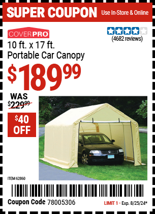 COVERPRO: 10 ft. x 17 ft. Portable Car Canopy