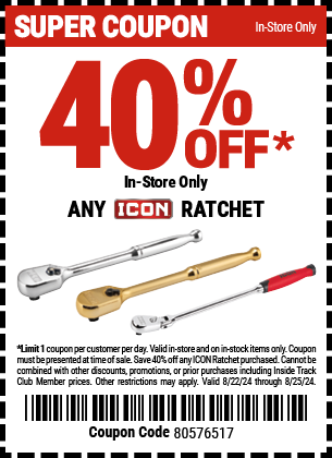 40% Off ANY ICON RATCHET - In-Store Only