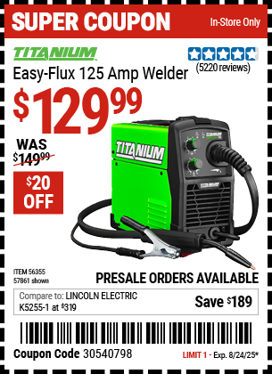 TITANIUM Easy-Flux 125 Amp Welder