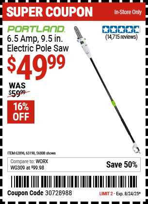 PORTLAND 6.5 Amp, 9.5 in. Electric Pole Saw