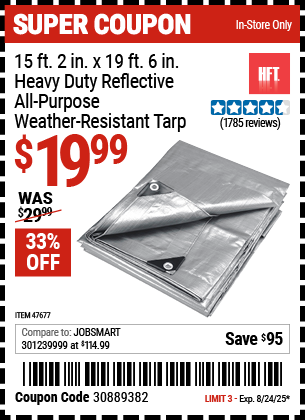 HFT 15 ft. 2 in. x 19 ft. 6 in. Heavy Duty Reflective All-Purpose Weather-Resistant Tarp