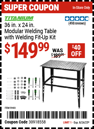 TITANIUM 36 in. x 24 in. Modular Welding Table with Welding Fit-Up Kit