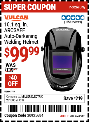 VULCAN 10.1 sq. in. ARCSAFE Auto-Darkening Welding Helmet