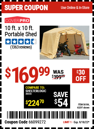 COVERPRO: 10 ft. x 10 ft. Portable Shed