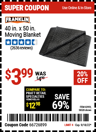 FRANKLIN: 40 in. x 50 in. Moving Blanket