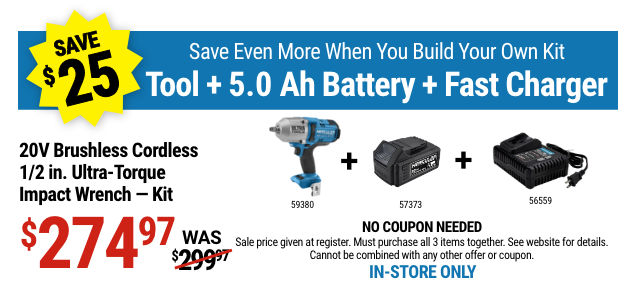 HERCULES: 20V Brushless Cordless 1/2 in. Ultra Torque Impact Wrench - Tool Only - BYOK Banner