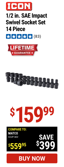 ICON: 1/2 in. Drive SAE Impact Swivel Socket Set, 14 Piece