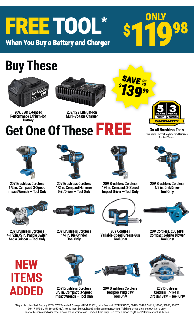 WHOA! Check Out Bundle Savings on HERCULES & BAUER Power Tools - Harbor  Freight