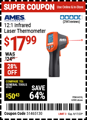 AMES INSTRUMENTS: 12:1 Infrared Laser Thermometer