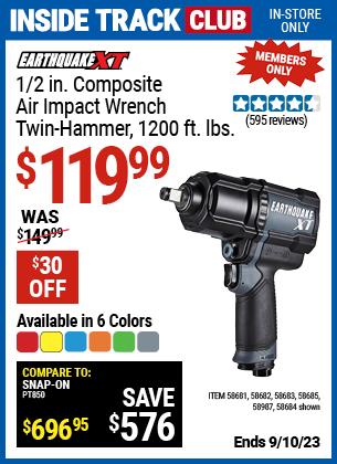 EARTHQUAKE XT: 1/2 in. Composite Air Impact Wrench, Twin Hammer, 1200 ft. lbs. - coupon