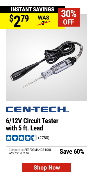 CEN-TECH: 6/12V Circuit Tester with 5 ft. Lead