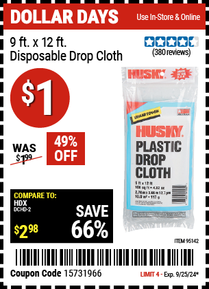 HUSKY: 9 ft. x 12 ft. Disposable Drop Cloth