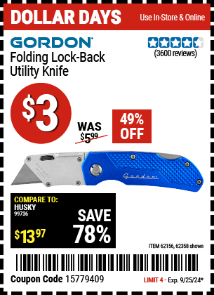 GORDON: Folding Lock-Back Utility Knife