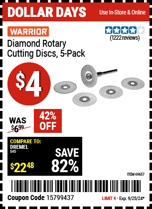 WARRIOR: Diamond Rotary Cutting Discs, 5-Piece