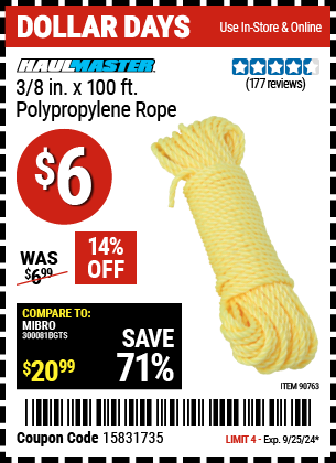 HAUL-MASTER: 3/8 in. x 100 ft. Polypropylene Rope